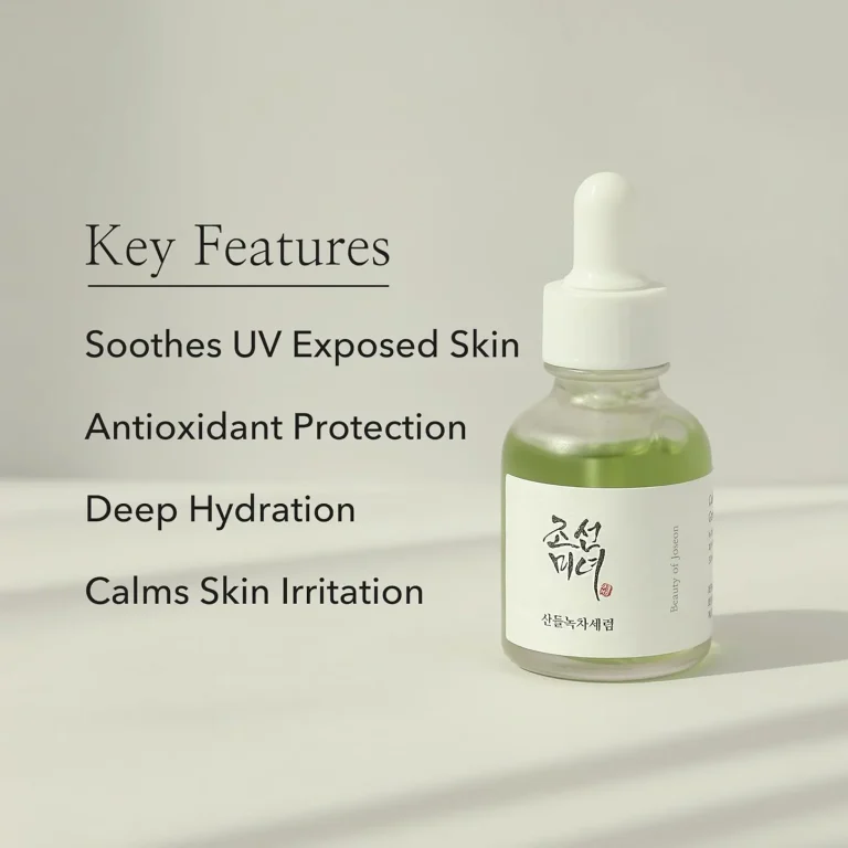 Beauty of Joseon Calming Serum: Green Tea + Panthenol – 30ml Beauty of Joseon Calming Serum Green Tea + Panthenol 30ml is a lightweight Korean serum that helps calm sensitive skin, reduce redness, control excess oil, and provide deep hydration. Enriched with 50% Green Tea Extract and Panthenol (Vitamin B5), it strengthens the skin barrier and keeps skin soft, fresh, and healthy without feeling sticky. Key Benefits Soothes irritated and sensitive skin Hydrates and moisturizes deeply Controls excess sebum and oil Strengthens skin barrier Lightweight and fast-absorbing texture Suitable For Sensitive skin Oily skin Acne-prone skin Combination skin